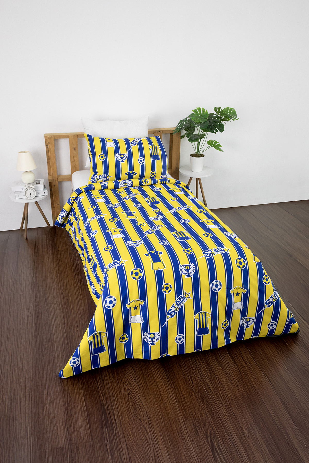 Taraftar Pamuklu Ranforce Tek Kişilik Nevresim Seti - Sarı - Lacivert Taraftar Pamuklu Ranforce Tek Kişilik Nevresim Seti - Sarı - Lacivert