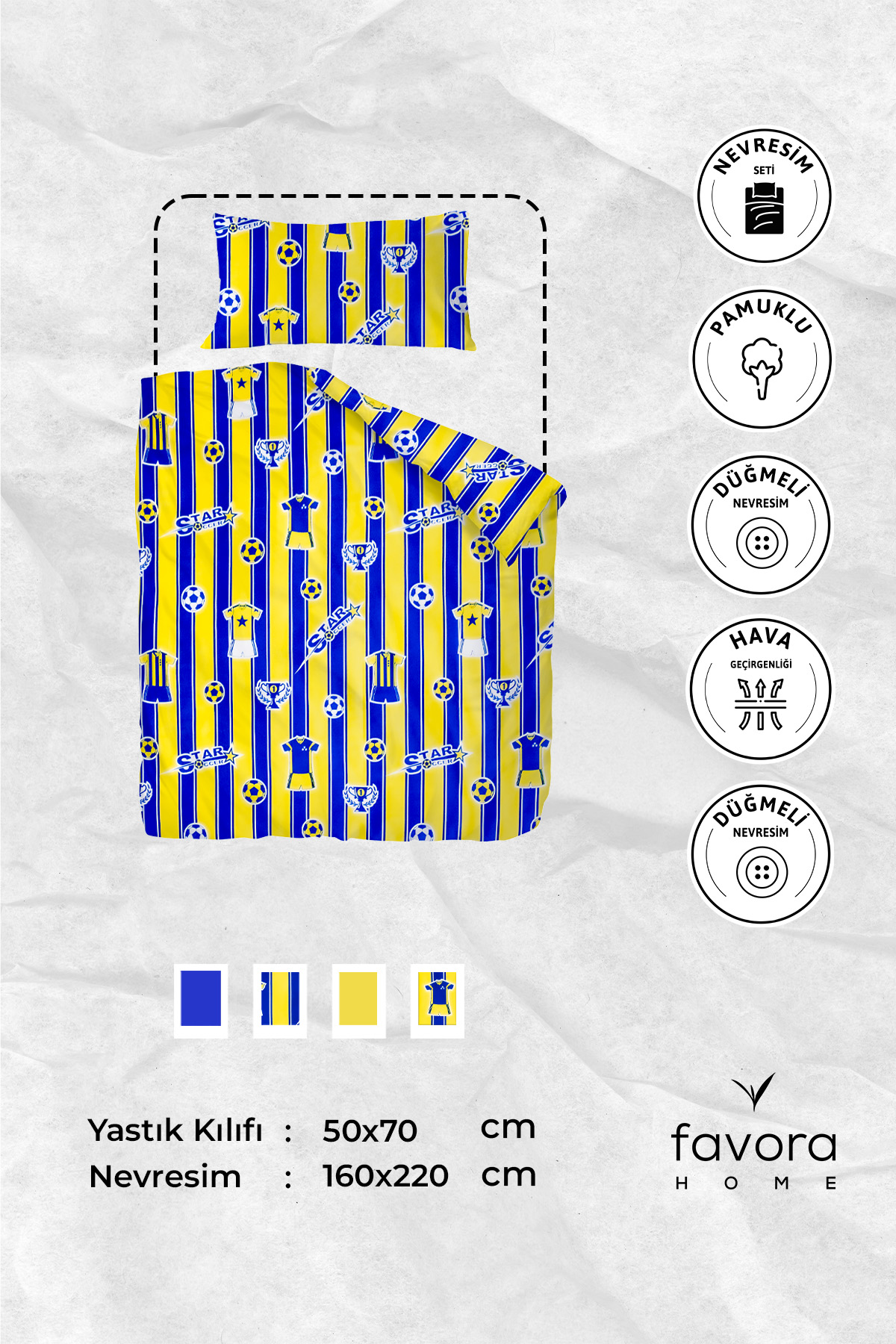 Taraftar Pamuklu Ranforce Tek Kişilik Nevresim Seti - Sarı - Lacivert Taraftar Pamuklu Ranforce Tek Kişilik Nevresim Seti - Sarı - Lacivert