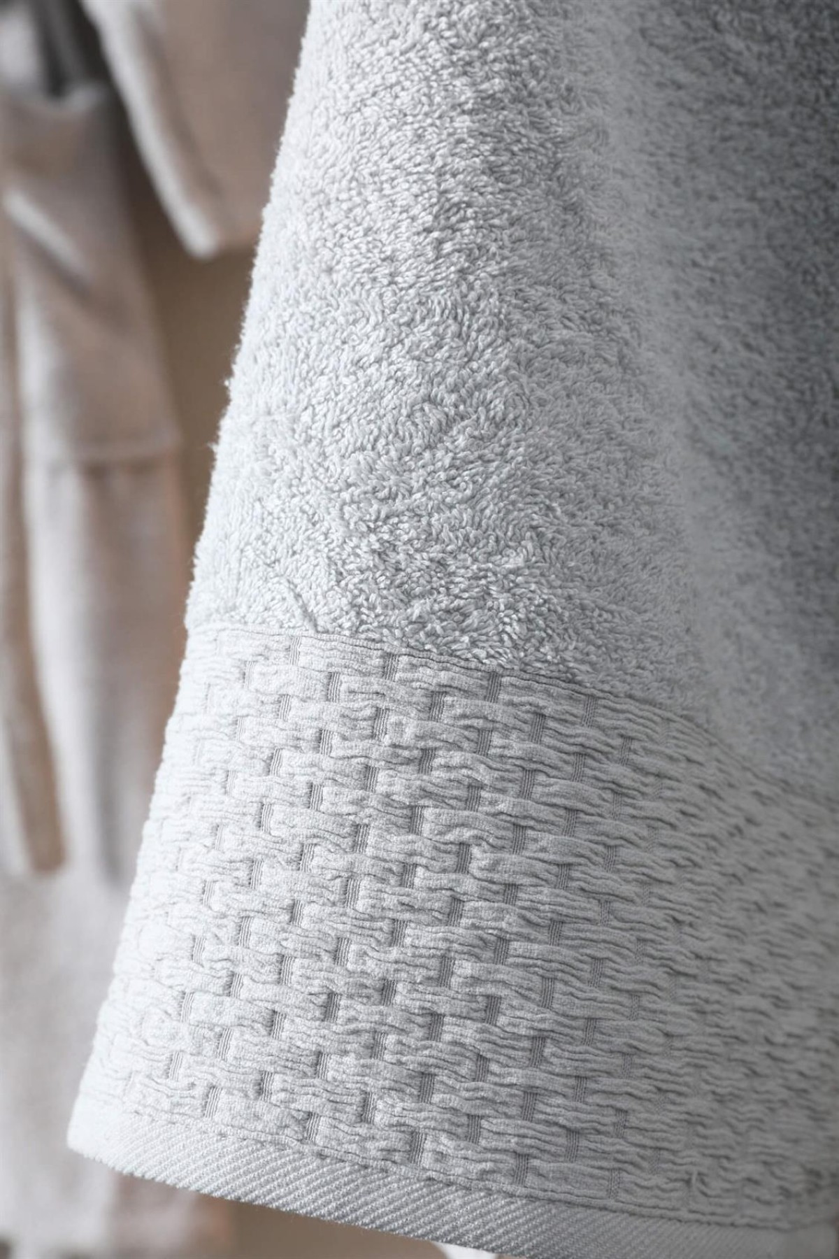 Tuwa Unisex Pamuklu L Beden Tekli Bornoz Seti - Gri