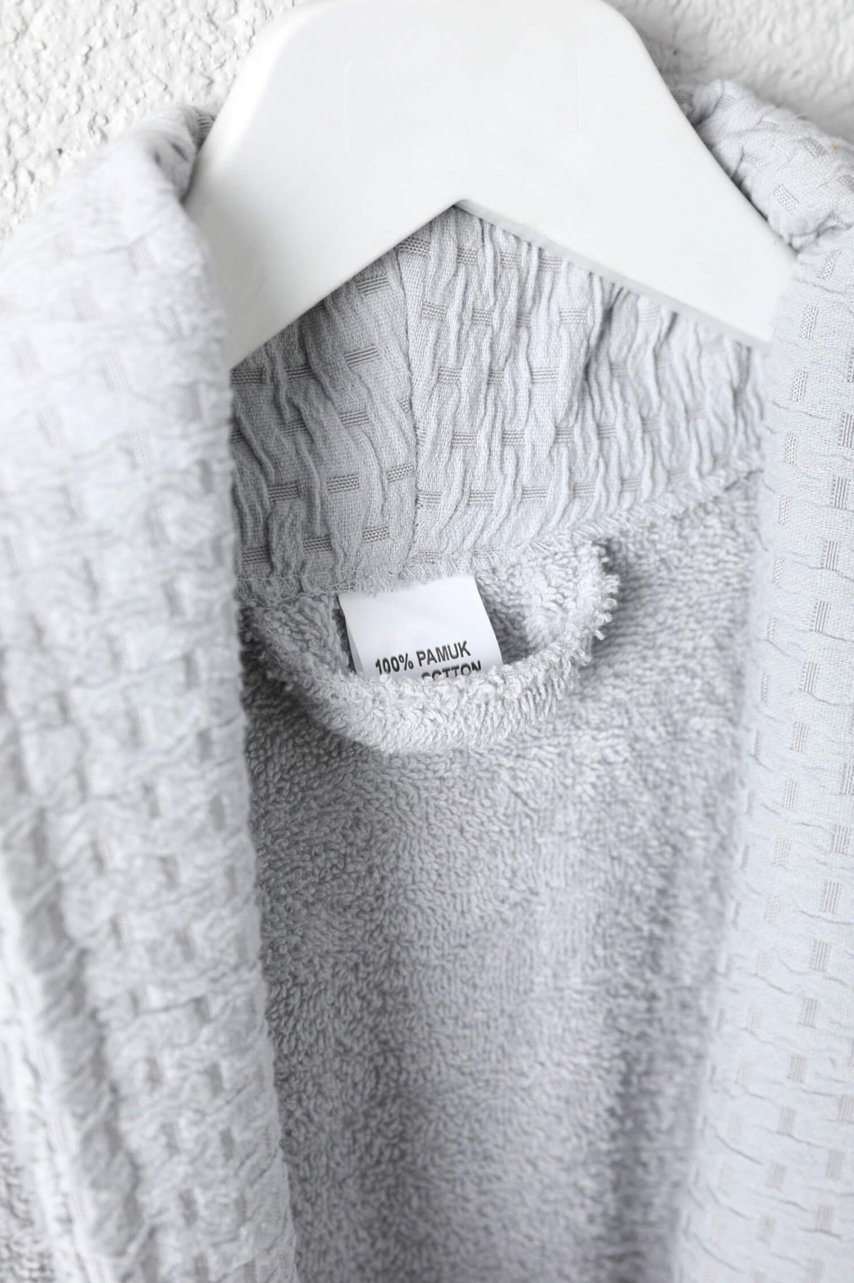 Tuwa Unisex Pamuklu XL Beden Tekli Bornoz Seti - Gri