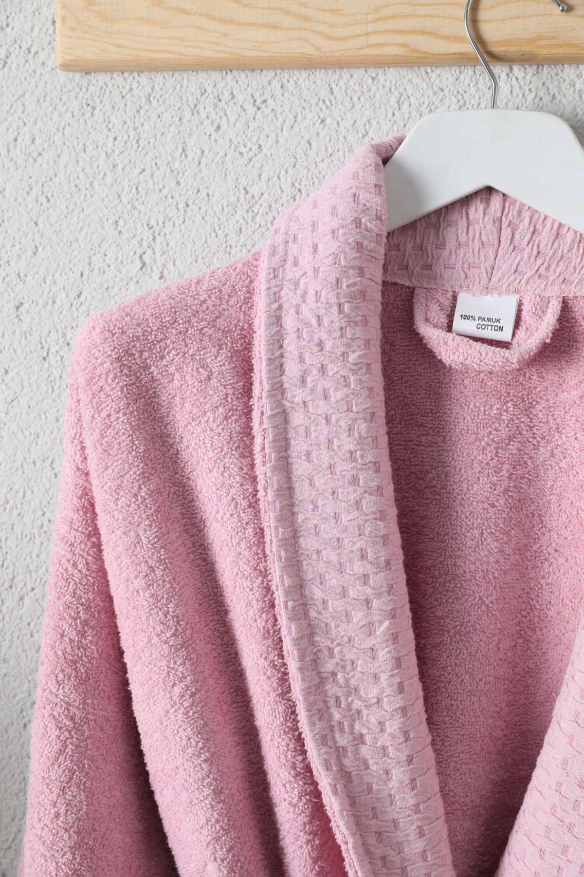 Tuwa Unisex Pamuklu XXL Beden Tekli Bornoz Seti - Pudra Tuwa Unisex Pamuklu XXL Beden Tekli Bornoz Seti - Pudra