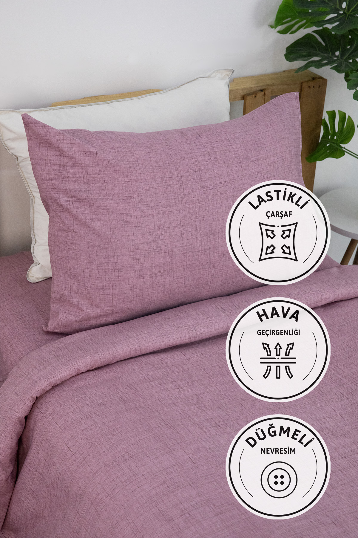 Vega Pamuklu Ranforce Lastikli Çarşaflı Tek Kişilik Nevresim Takımı - Mor Vega Pamuklu Ranforce Lastikli Çarşaflı Tek Kişilik Nevresim Takımı - Mor