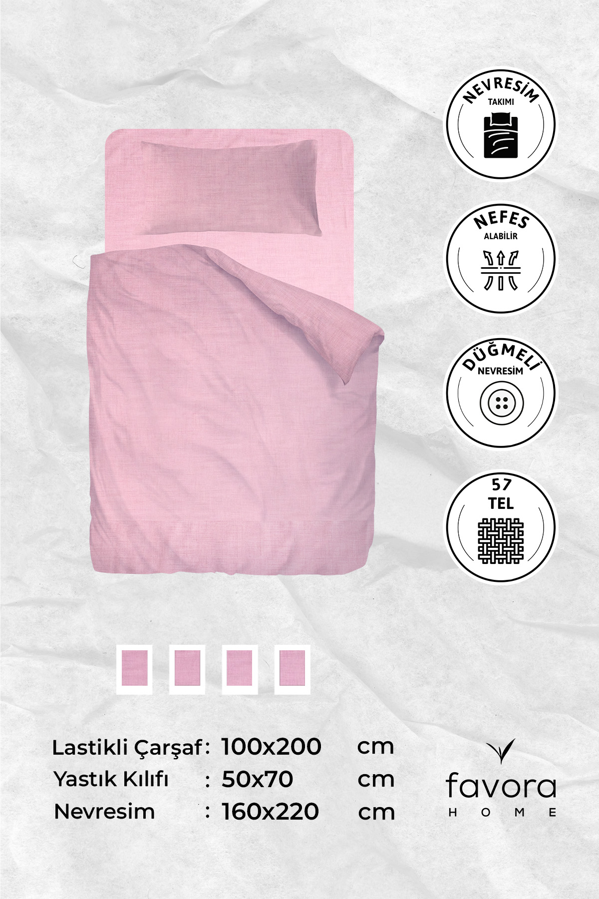 Vega Pamuklu Ranforce Lastikli Çarşaflı Tek Kişilik Nevresim Takımı - Mor Vega Pamuklu Ranforce Lastikli Çarşaflı Tek Kişilik Nevresim Takımı - Mor