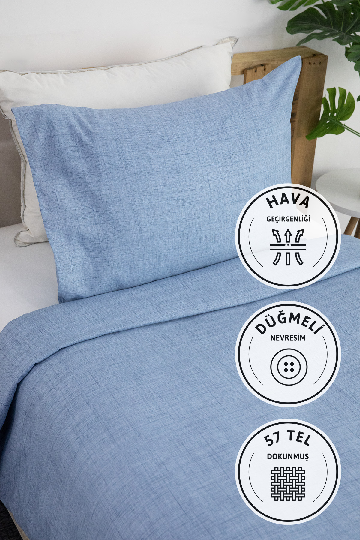 Vega Tek Kişilik Nevresim Seti - Mavi Vega Tek Kişilik Nevresim Seti - Mavi