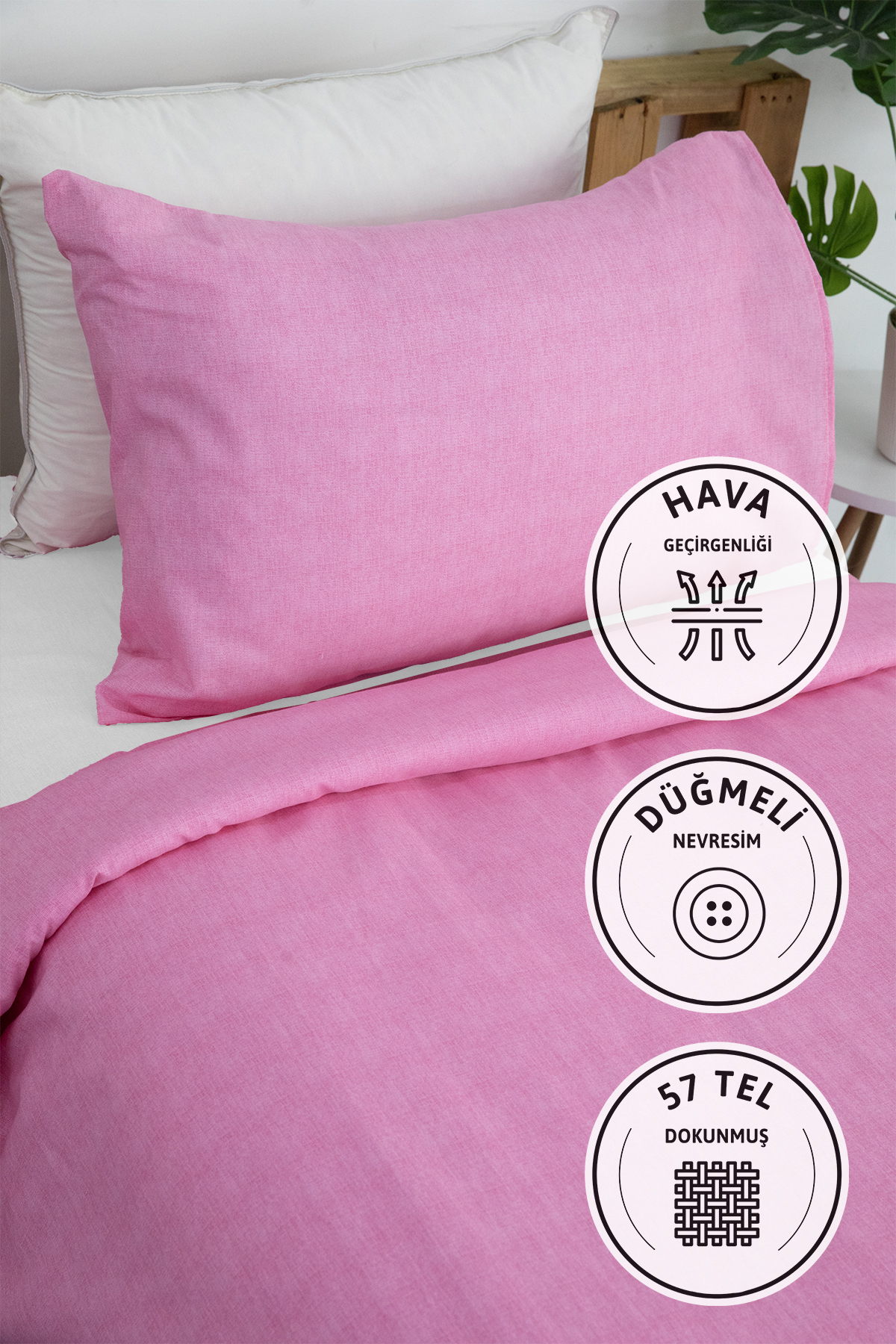 Vega Tek Kişilik Nevresim Seti - Pembe Vega Tek Kişilik Nevresim Seti - Pembe
