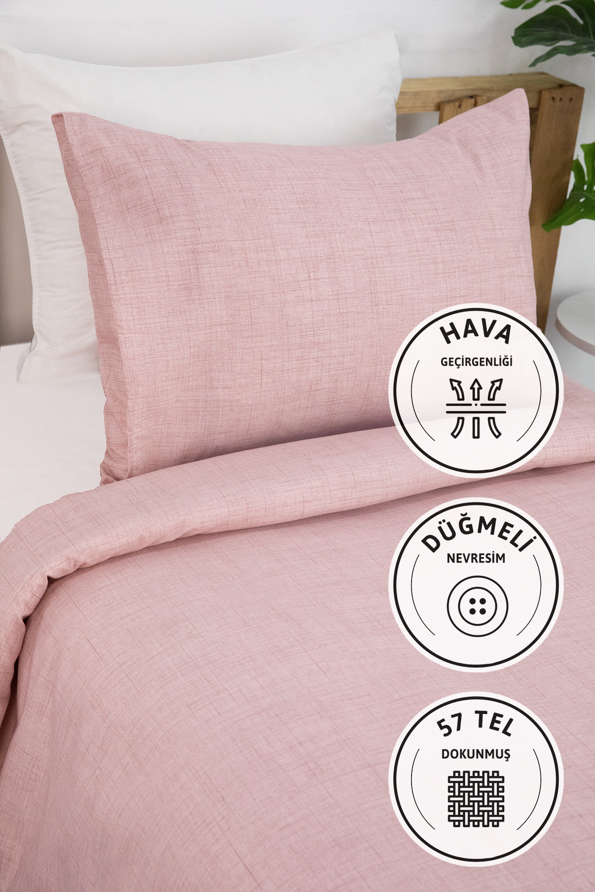 Vega Tek Kişilik Nevresim Seti - Pudra Vega Tek Kişilik Nevresim Seti - Pudra