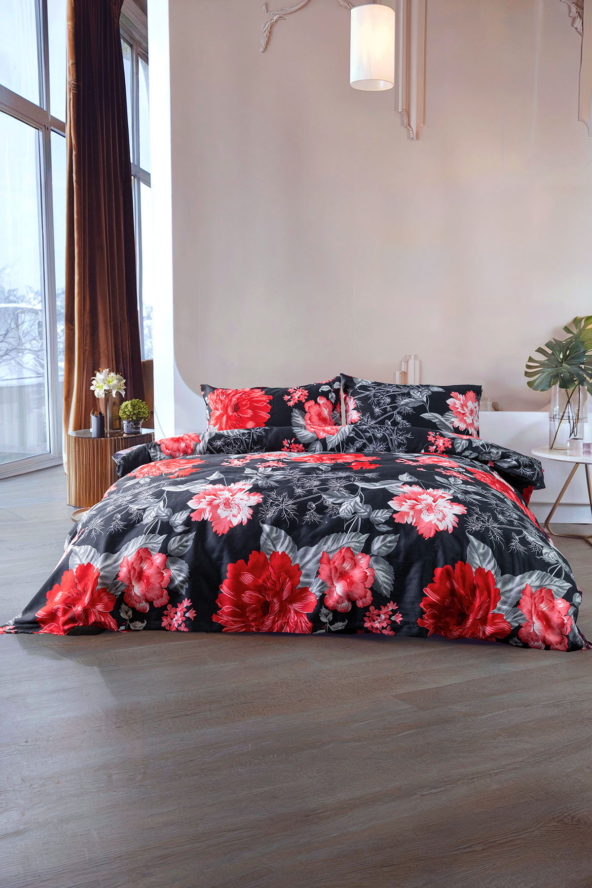 Vella Dream Premium %100 Pamuk Saten Çift Kişilik Nevresim Takımı - Kırmızı