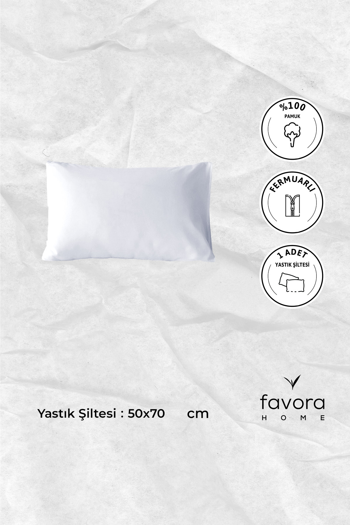 Yastık Astar Şiltesi %100 Pamuk Fermuarlı Yastık İç Kılıfı - Beyaz