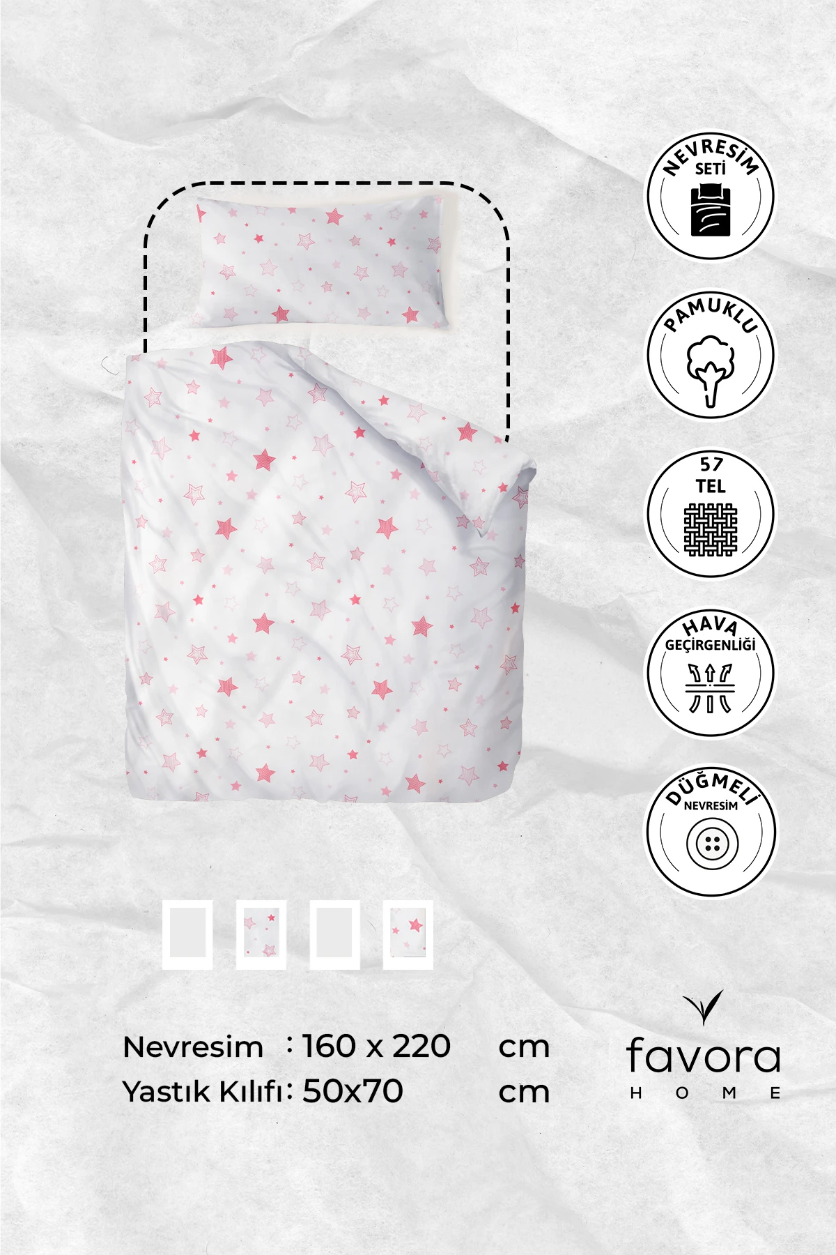 Yıldız Tek Kişilik Nevresim Seti - Pembe Yıldız Tek Kişilik Nevresim Seti - Pembe