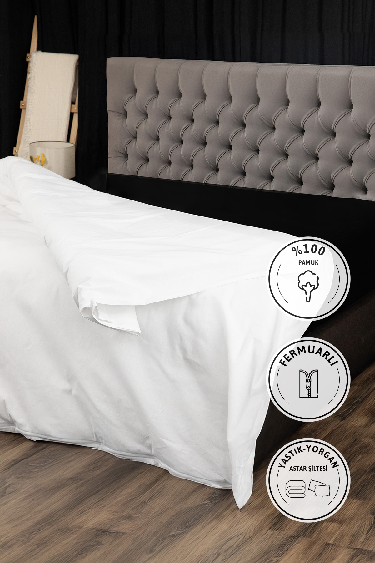 Yorgan Astar Şiltesi %100 Pamuk Çift Kişilik Fermuarlı Yorgan İç Kılıfı 200x220 - Beyaz Yorgan Astar Şiltesi %100 Pamuk Çift Kişilik Fermuarlı Yorgan İç Kılıfı 200x220 - Beyaz