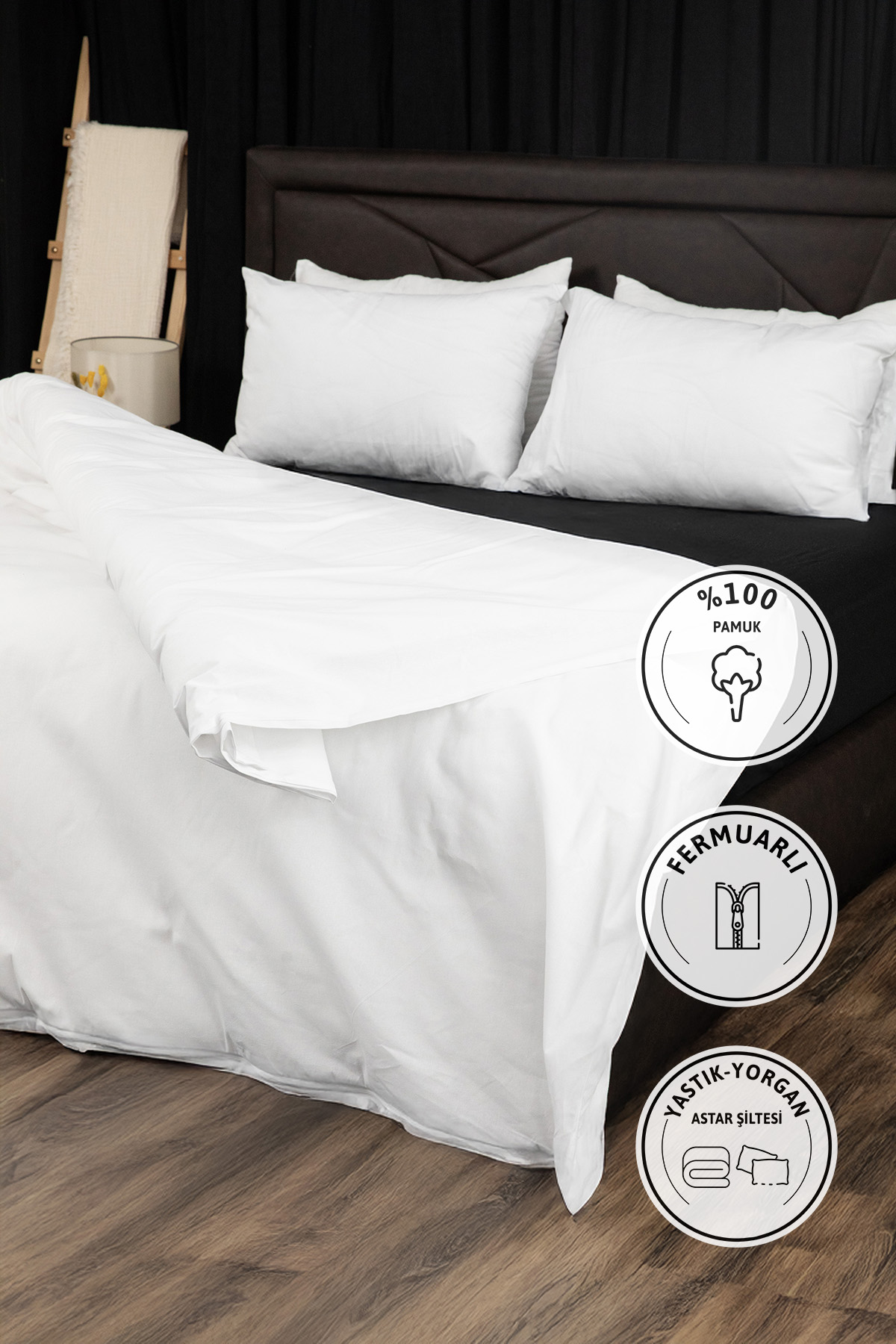 Yorgan Astar Şiltesi %100 Pamuk Çift Kişilik Fermuarlı Yorgan Yastık İç Kılıfı 200x220 - Beyaz Yorgan Astar Şiltesi %100 Pamuk Çift Kişilik Fermuarlı Yorgan Yastık İç Kılıfı 200x220 - Beyaz