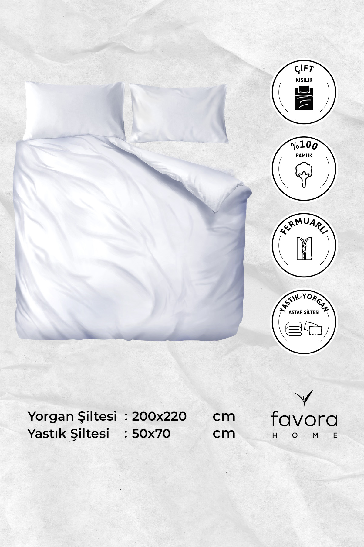 Yorgan Astar Şiltesi %100 Pamuk Çift Kişilik Fermuarlı Yorgan Yastık İç Kılıfı 200x220 - Beyaz Yorgan Astar Şiltesi %100 Pamuk Çift Kişilik Fermuarlı Yorgan Yastık İç Kılıfı 200x220 - Beyaz