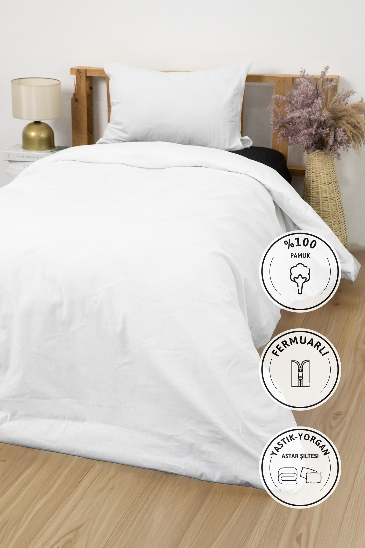 Yorgan Astar Şiltesi %100 Pamuk Tek Kişilik Fermuarlı Yorgan Yastık İç Kılıfı 160x220 - Beyaz Yorgan Astar Şiltesi %100 Pamuk Tek Kişilik Fermuarlı Yorgan Yastık İç Kılıfı 160x220 - Beyaz